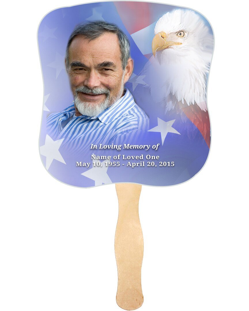 Patriotic Memorial Fan With Wooden Handle (Pack Of 10) - Celebrate Prints