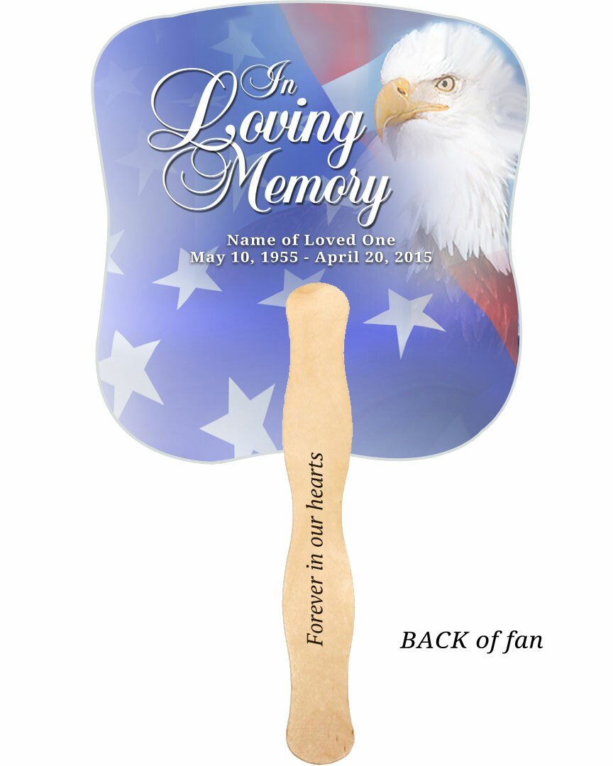 Patriotic Memorial Fan With Wooden Handle (Pack Of 10) - Celebrate Prints