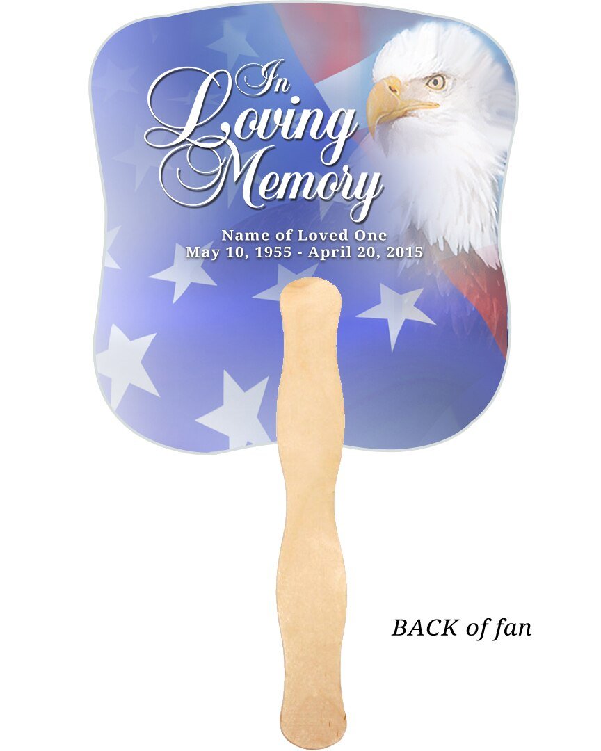 Patriotic Memorial Fan With Wooden Handle (Pack Of 10) - Celebrate Prints