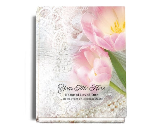Pearls Perfect Bind Memorial Funeral Guest Book - Celebrate Prints