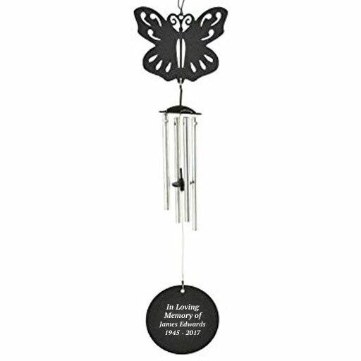 Personalized Butterfly Silhouette In Loving Memory Memorial Wind Chime - Celebrate Prints
