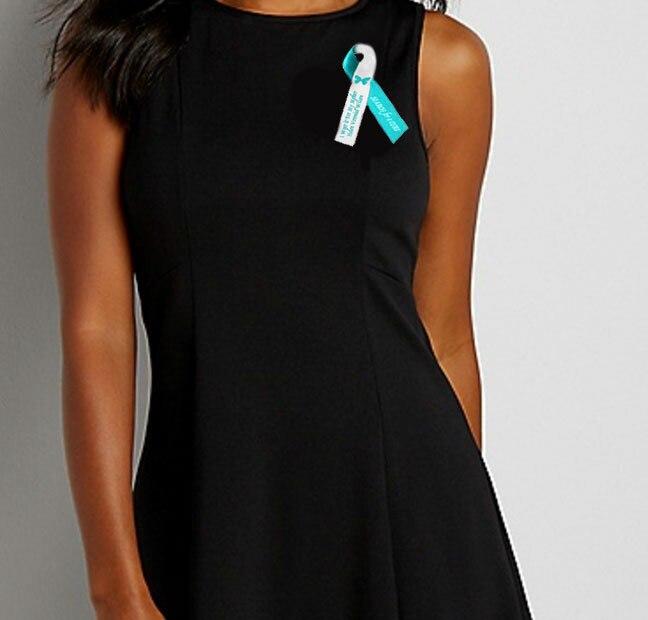 Personalized Cervical Cancer Ribbon (Teal-White) Pack of 10 - Celebrate Prints