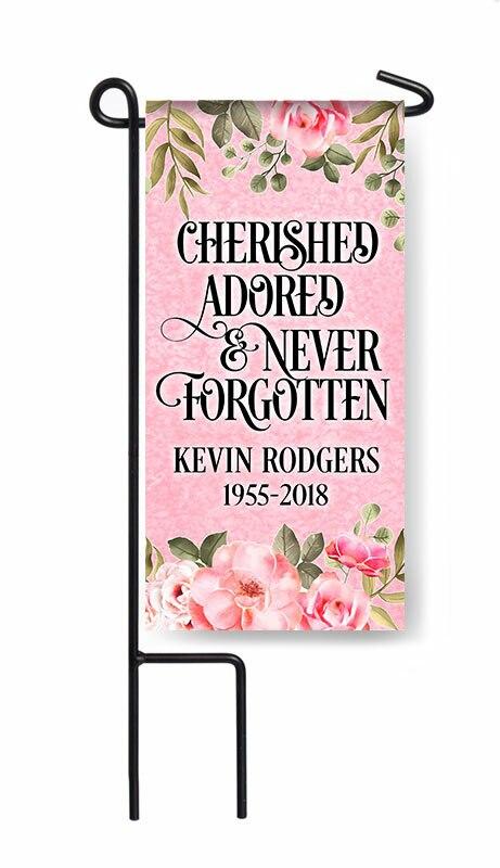 Personalized Cherished Mini Memorial Flag With Stand - Celebrate Prints