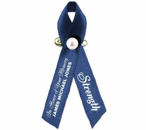 Colon cancer awareness symbol. Dark blue ribbon isolated on black