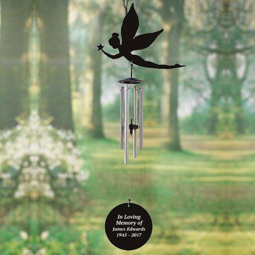 Personalized Fairy Silhouette In Loving Memory Memorial Wind Chime - Celebrate Prints