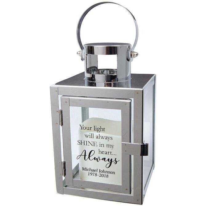 Personalized Heart Always Silver Metal Lantern - Celebrate Prints