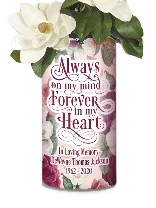 Personalized Memorial Flower Vase In Loving Memory - Tropical Flowers - Celebrate Prints