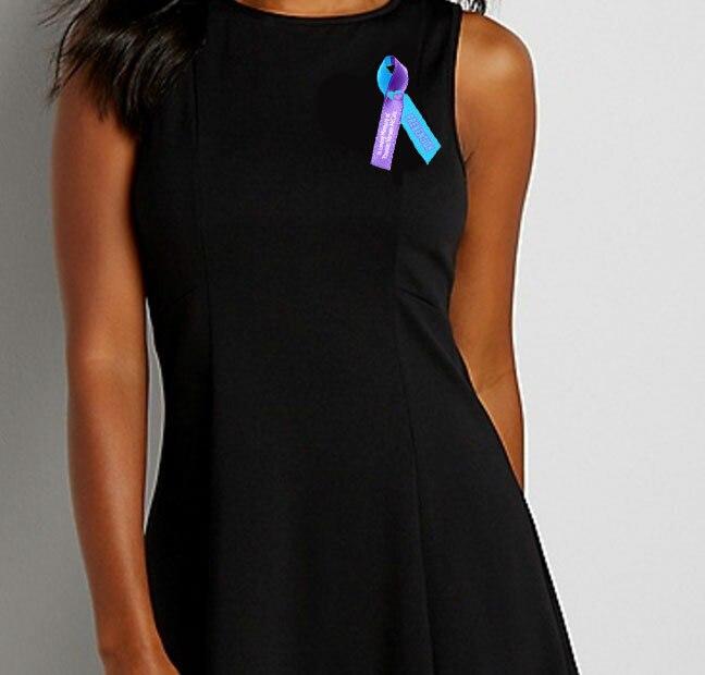 Personalized Suicide Awareness Ribbon (Purple-Teal) - Pack of 10 - Celebrate Prints