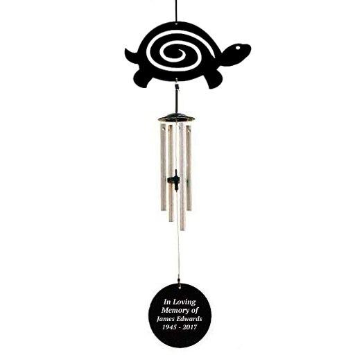 Personalized Turtle Silhouette In Loving Memory Memorial Wind Chime - Celebrate Prints