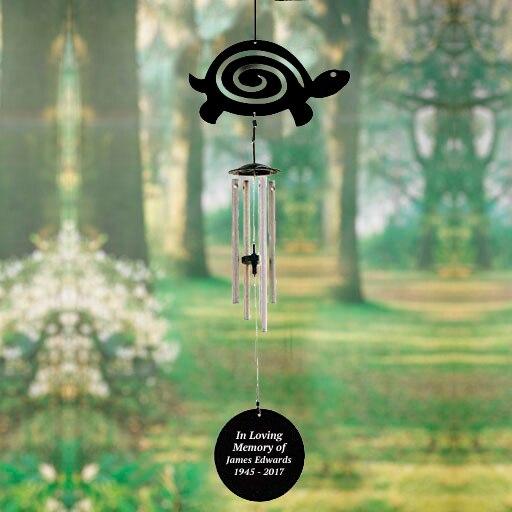 Personalized Turtle Silhouette In Loving Memory Memorial Wind Chime - Celebrate Prints