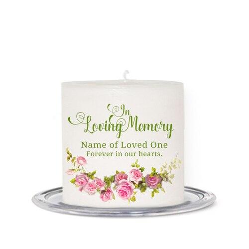 Pink Rosette Small Personalized Wax Candle - Celebrate Prints