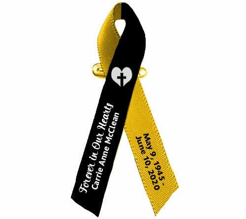 Platelet Donation Awareness Ribbon Black/Gold - Pack of 10 - Celebrate Prints