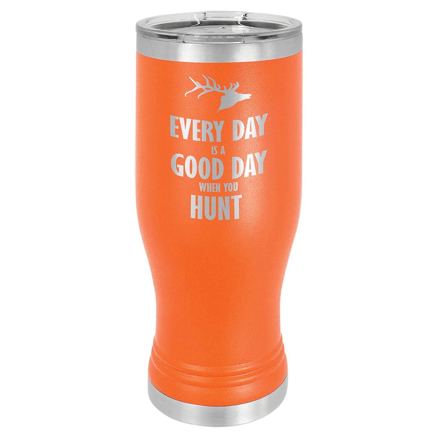 Powder Coated Stainless Steel Pilsner with Clear Lid - Celebrate Prints