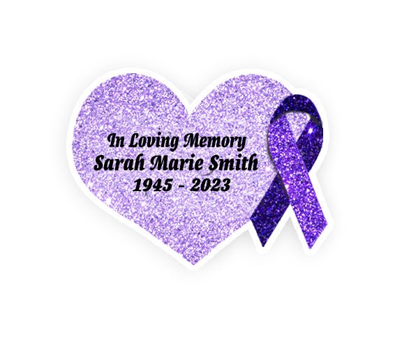 Purple Cancer Ribbon Heart Pin - Pack of 10 - Celebrate Prints