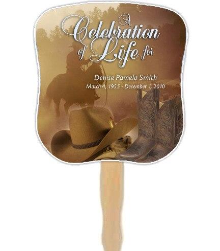 Ranch Memorial Fan With Wooden Handle (Pack Of 10) - Celebrate Prints