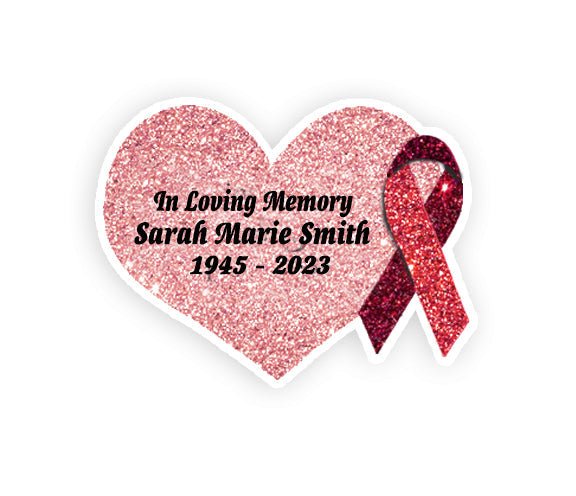 Red Cancer Ribbon Heart Pin - Pack of 10 - Celebrate Prints