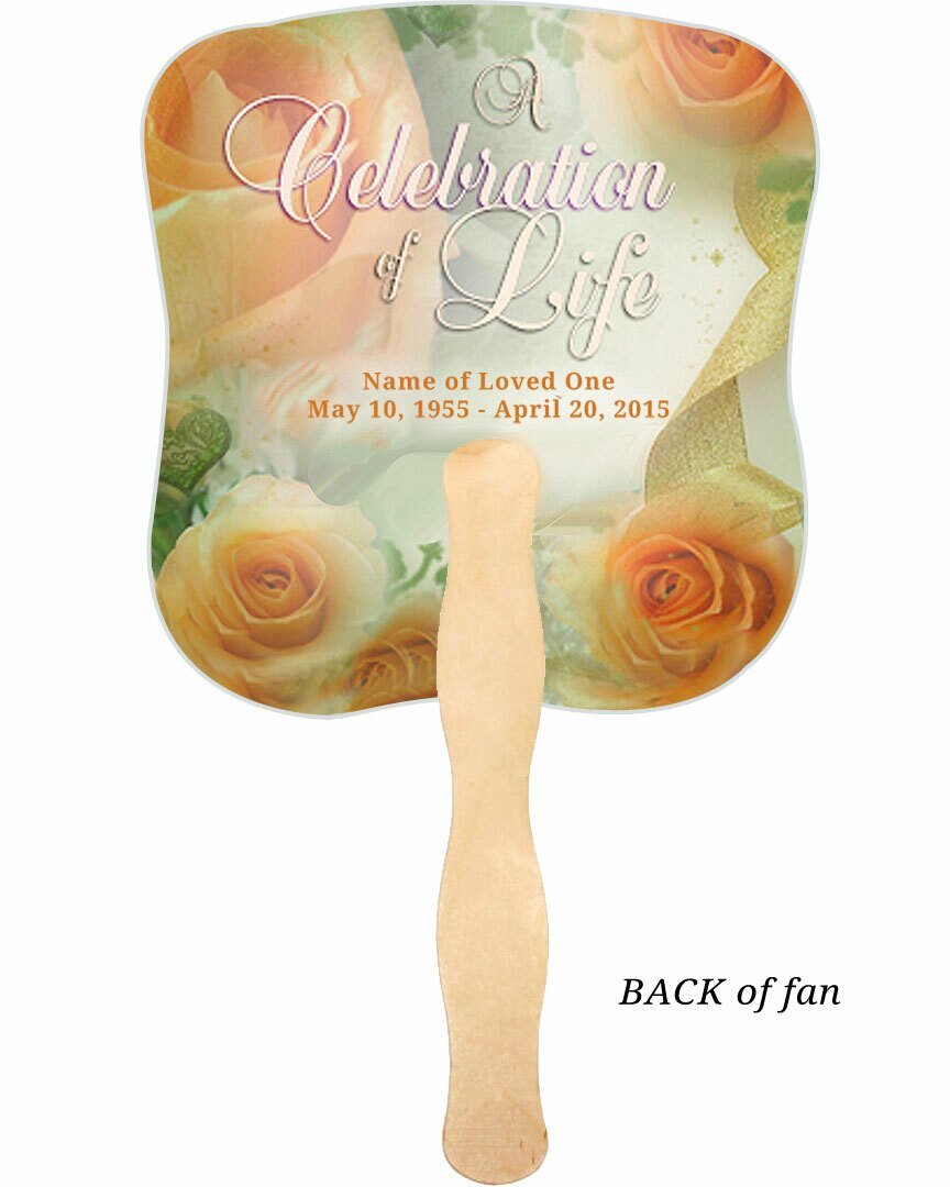 Rejoice Memorial Fan With Wooden Handle (Pack Of 10) - Celebrate Prints