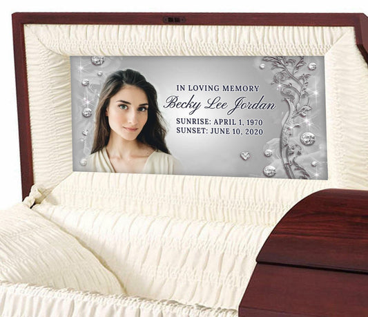 Rhinestone Casket Head Panel Insert - Celebrate Prints