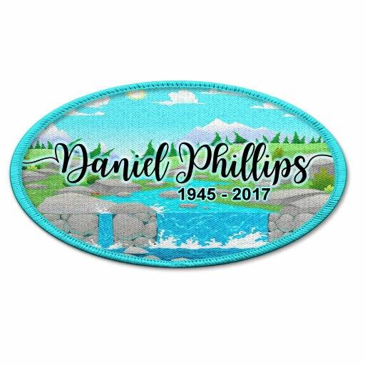 River Stream Oval In Memory Of Patch - Celebrate Prints