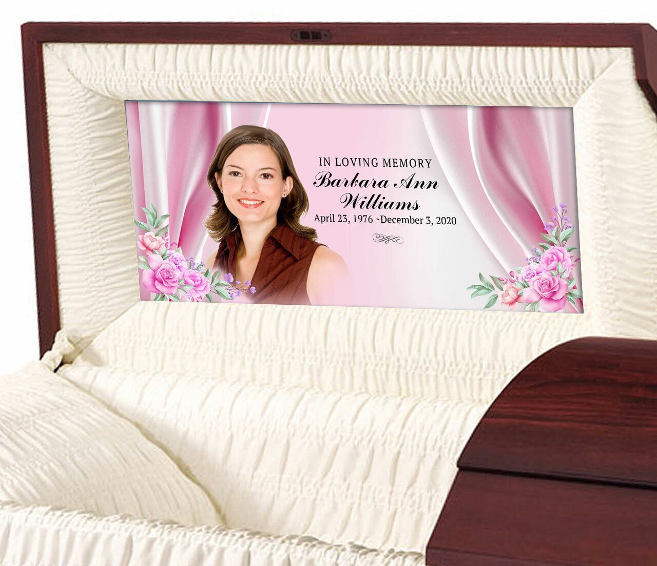 Satin Roses Personalized Casket Panel Insert - Celebrate Prints