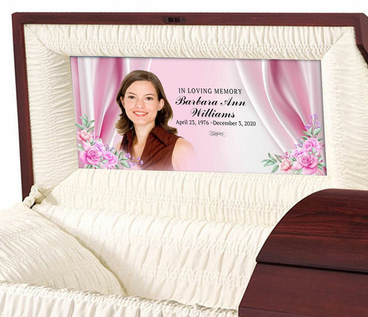 Satin Roses Personalized Casket Panel Insert - Celebrate Prints
