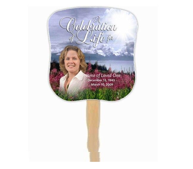 Seasons Memorial Fan With Wooden Handle (Pack Of 10) - Celebrate Prints