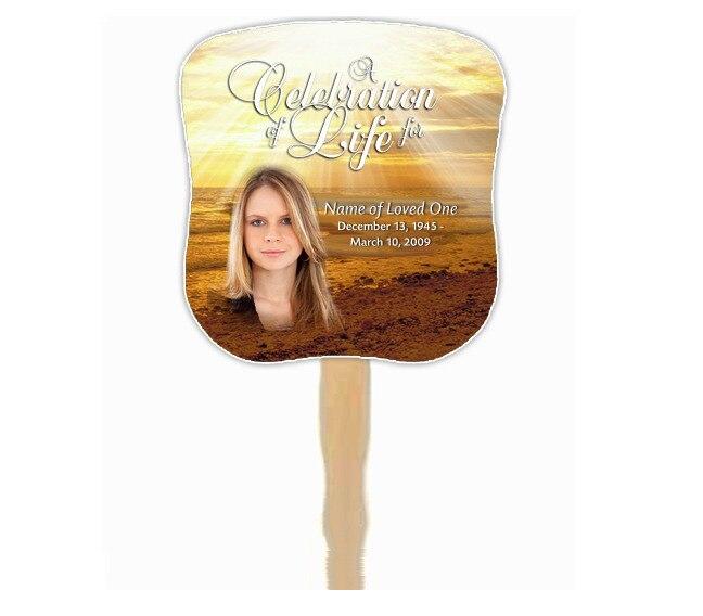 Shine Memorial Fan With Wooden Handle (Pack Of 10) - Celebrate Prints