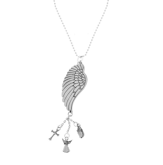 Silver Angel Wings Memorial Car Charm - Celebrate Prints