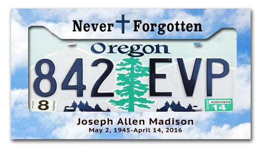 Skyblue Custom In Loving Memory License Plate Frame - Celebrate Prints