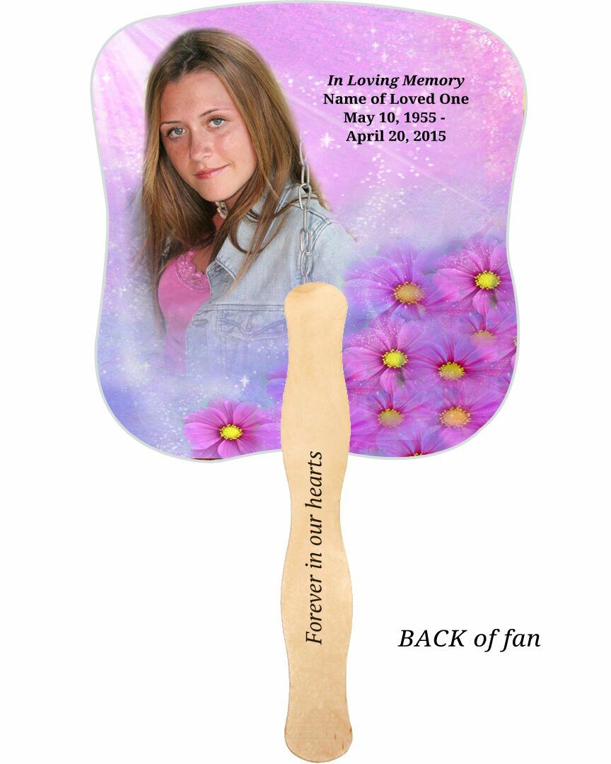 Sparkle Memorial Fan With Wooden Handle (Pack Of 10) - Celebrate Prints