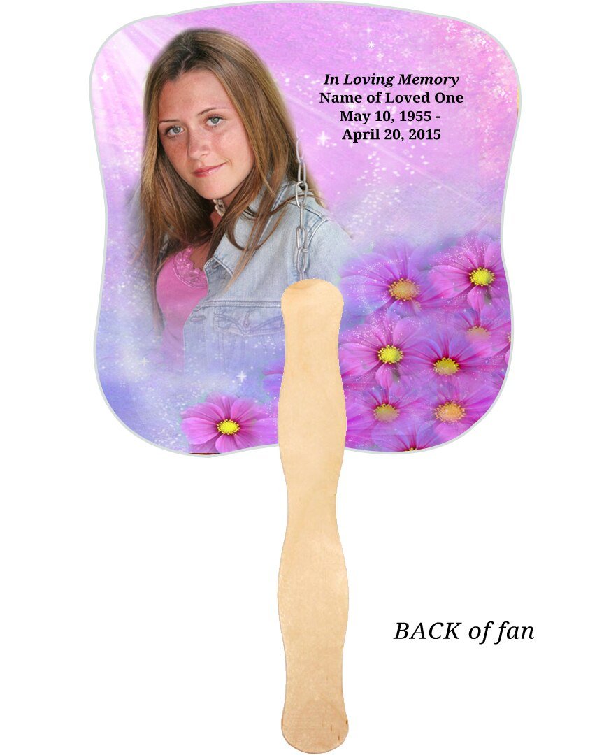 Sparkle Memorial Fan With Wooden Handle (Pack Of 10) - Celebrate Prints