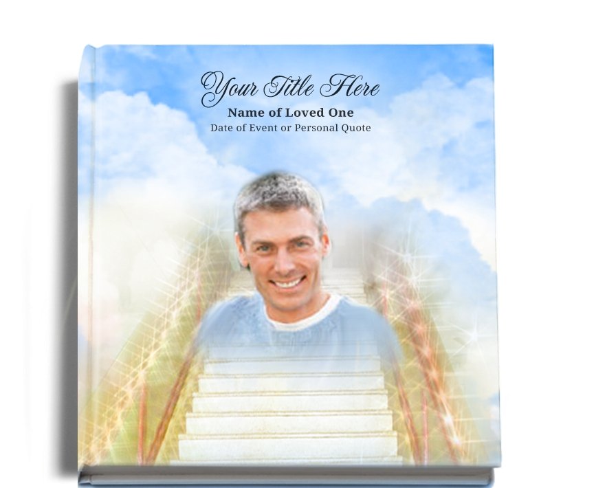 Stairway Perfect Bind Memorial Funeral Guest Book - Celebrate Prints