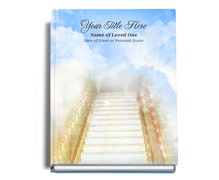 Stairway Perfect Bind Memorial Funeral Guest Book - Celebrate Prints
