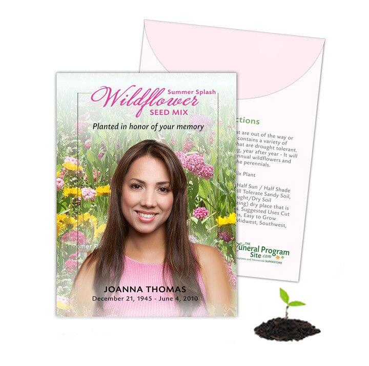 Summer Splash Wildflower Custom Memorial Seed Packet (Pack of 10) - Celebrate Prints