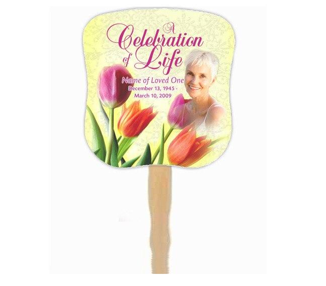 Sunny Memorial Fan With Wooden Handle (Pack Of 10) - Celebrate Prints