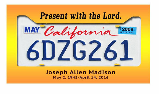 Sunrise Custom In Loving Memory License Plate Frame - Celebrate Prints