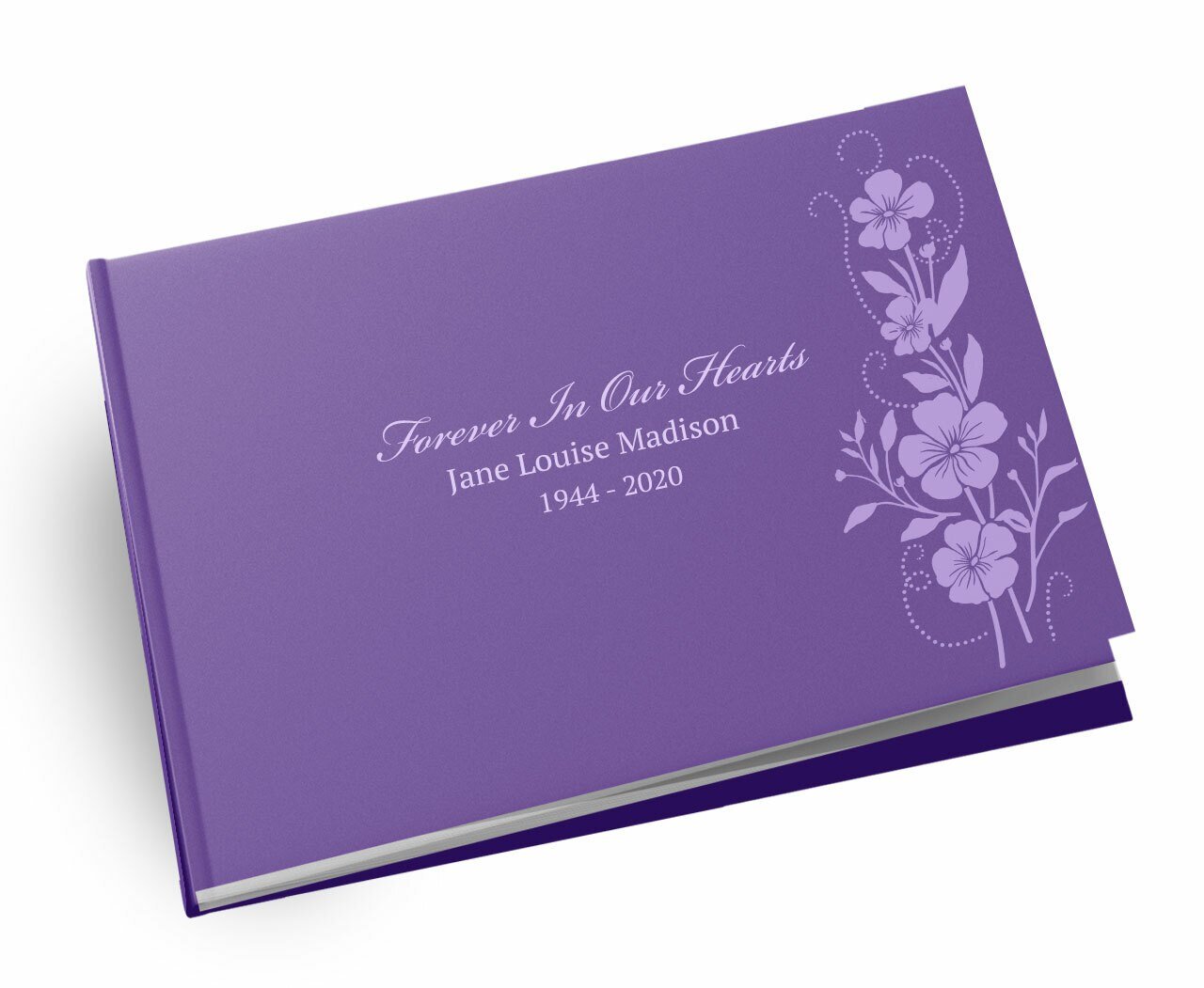 Sweet Flowers Landscape Linen Funeral Guest Book - Celebrate Prints