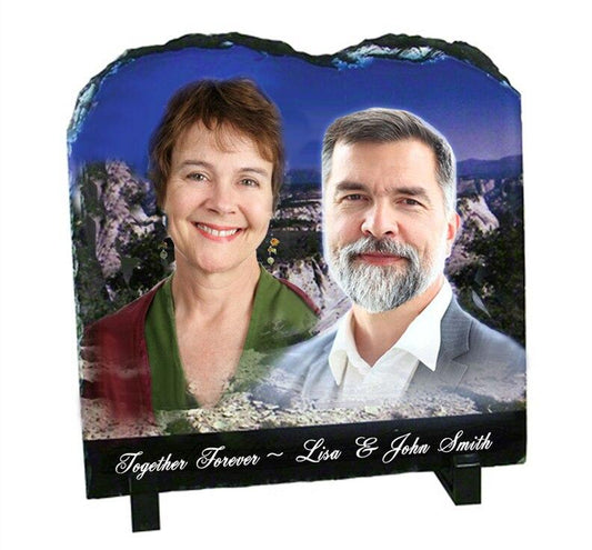 Tablet Shape Memorial Slate Stone Plaque with Stand - Celebrate Prints