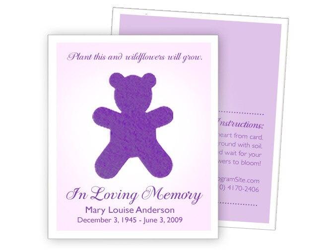 Teddy Bear Plantable Memorial Card (Pack of 25) - Celebrate Prints