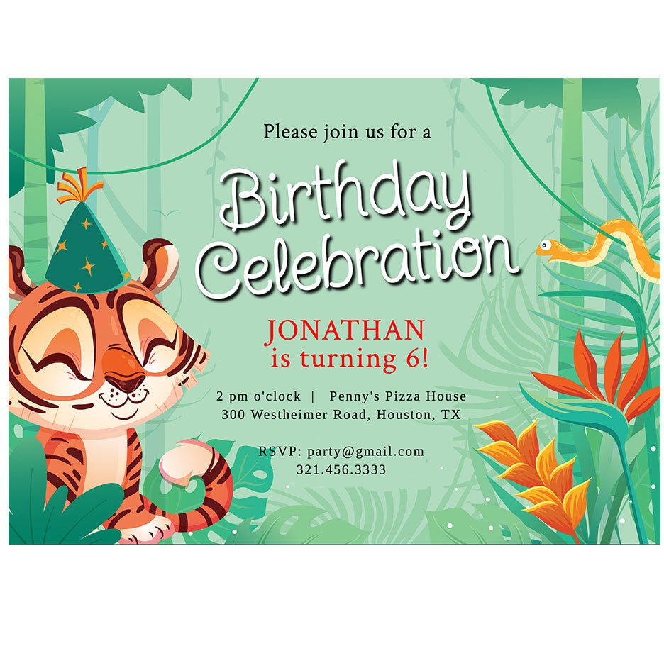 Tiger Kids Birthday Invitation Template - Celebrate Prints