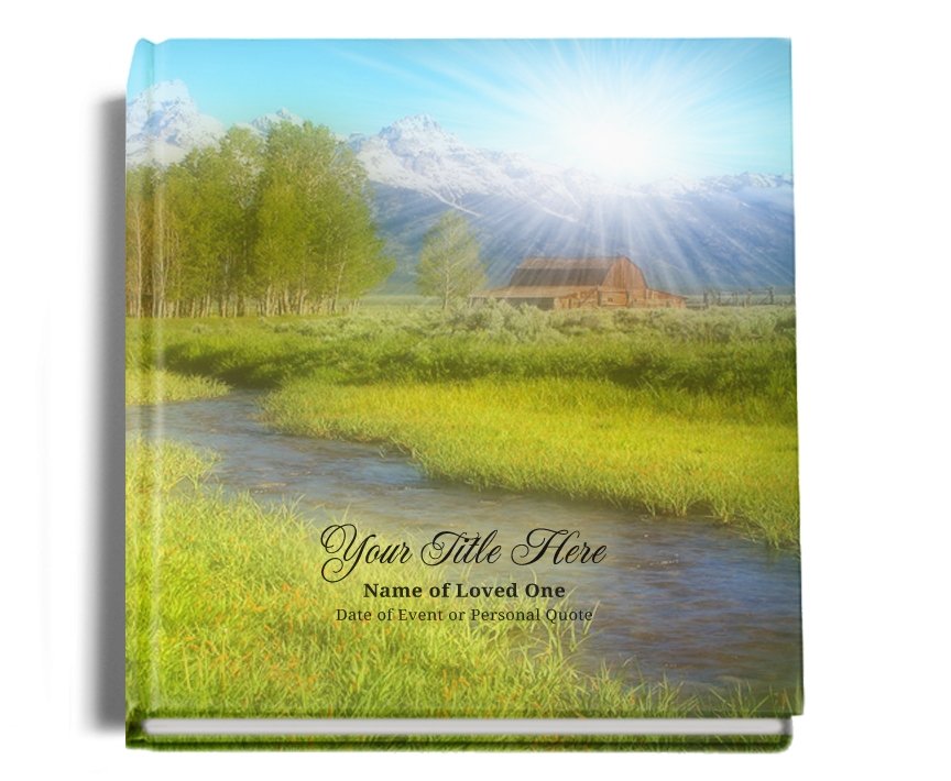 Tranquil Perfect Bind Memorial Funeral Guest Book - Celebrate Prints