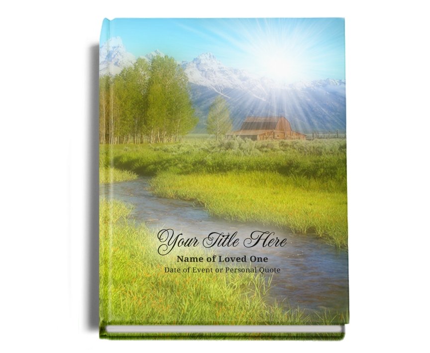 Tranquil Perfect Bind Memorial Funeral Guest Book - Celebrate Prints