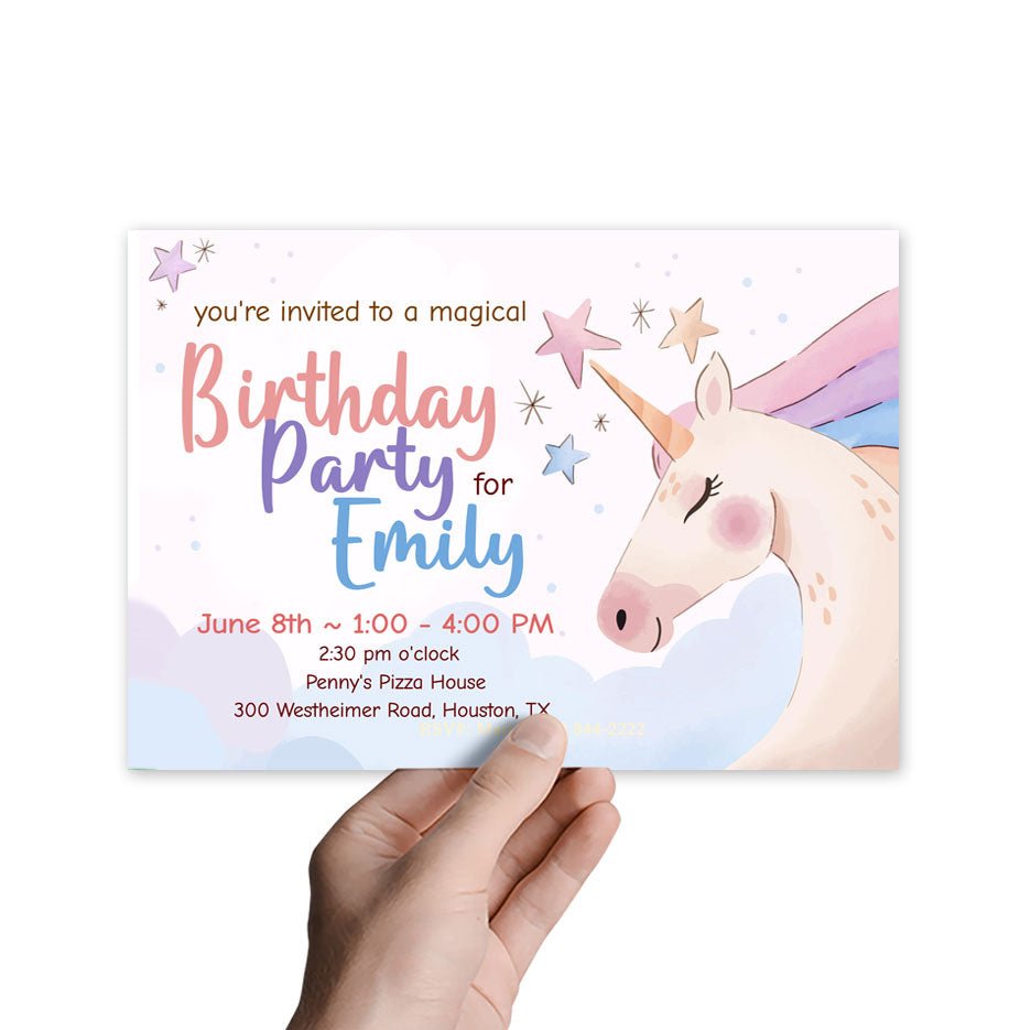 Unicorn Kids Birthday Invitation Template - Celebrate Prints