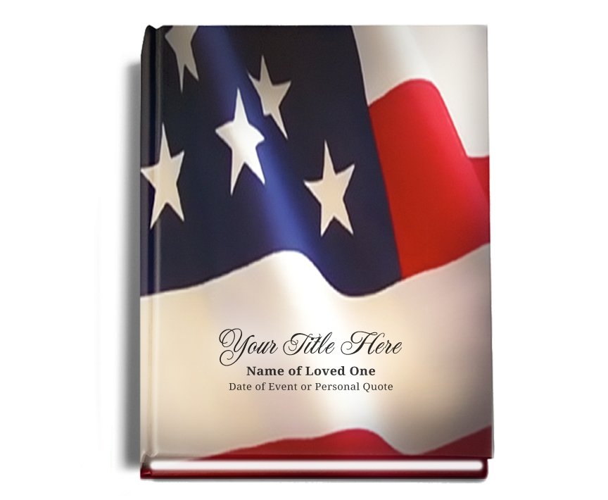 US Flag Perfect Bind Memorial Funeral Guest Book - Celebrate Prints