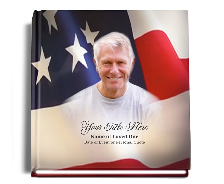 US Flag Perfect Bind Memorial Funeral Guest Book - Celebrate Prints