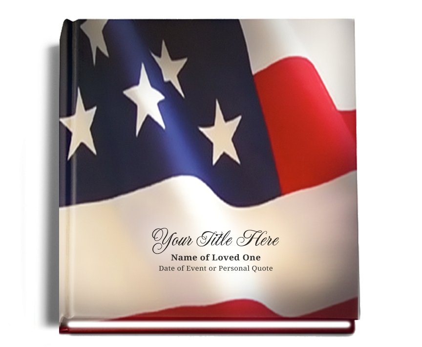 US Flag Perfect Bind Memorial Funeral Guest Book - Celebrate Prints