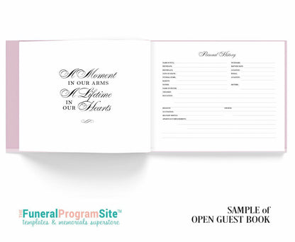 Vertical Script Linen Landscape Funeral Guest Book - Celebrate Prints