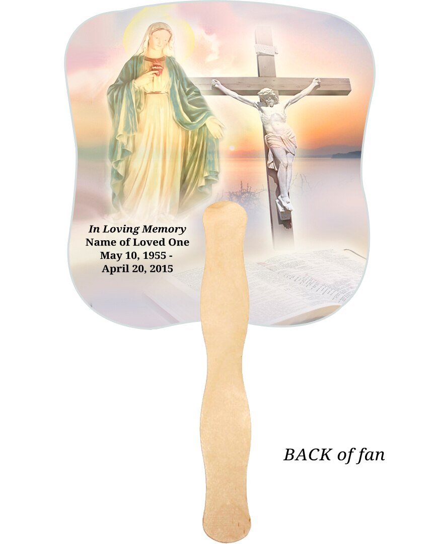 Vision Memorial Fan With Wooden Handle (Pack Of 10) - Celebrate Prints