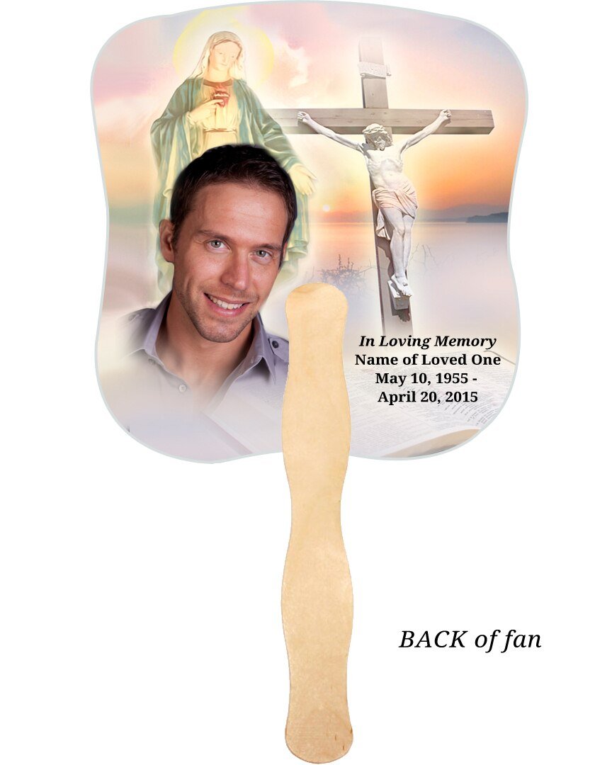 Vision Memorial Fan With Wooden Handle (Pack Of 10) - Celebrate Prints