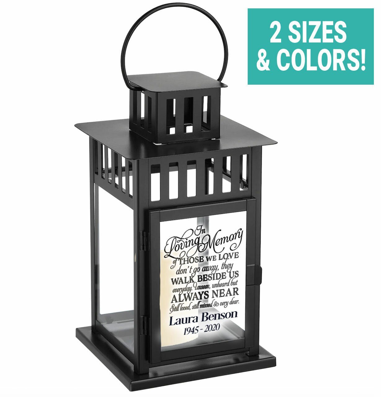 Walk Beside Us Memorial Lantern With Wax Candle - Celebrate Prints